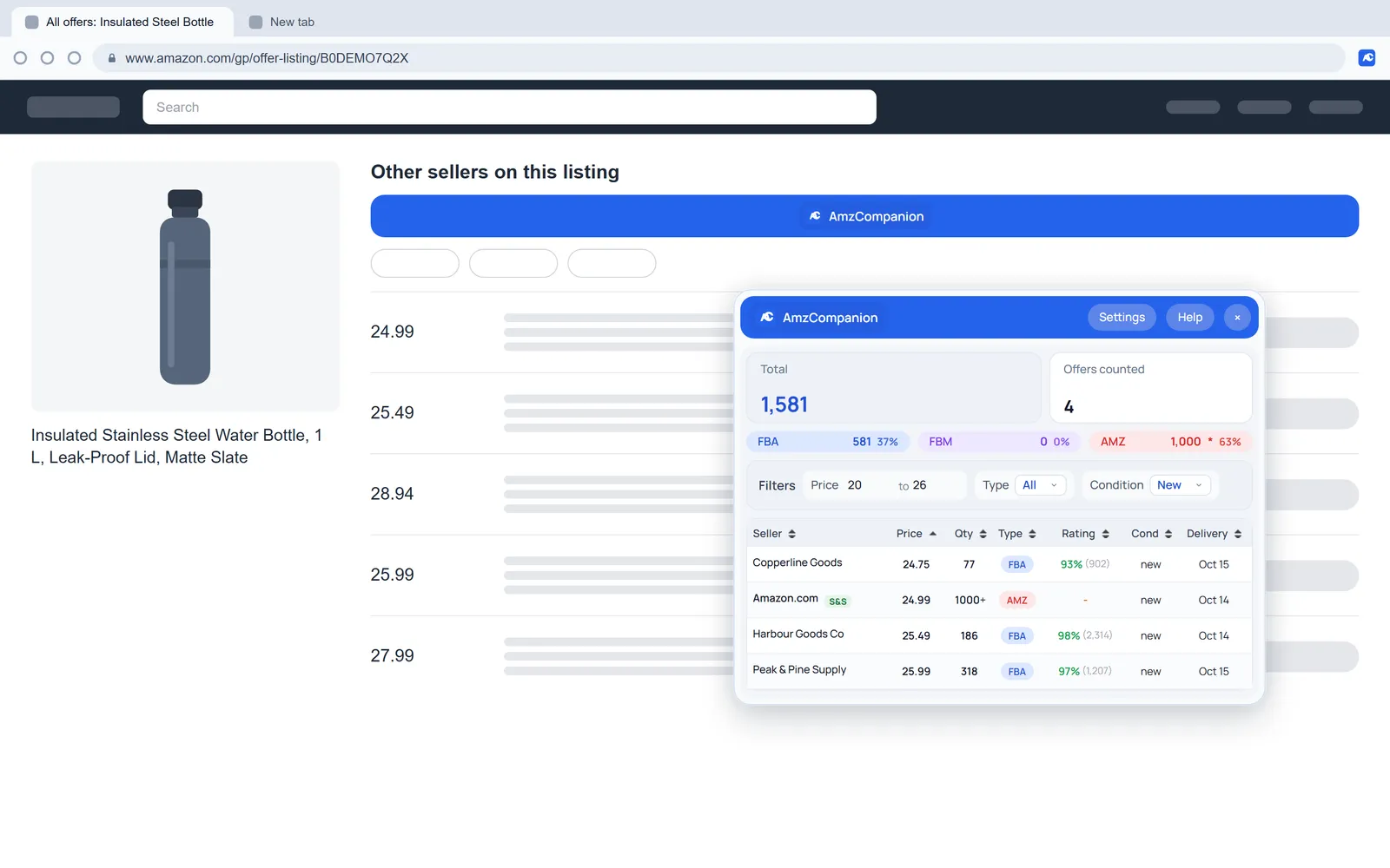 All-offers page: The button sits full width above the list.